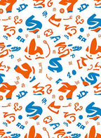 Bold Orange Blue Abstract Forms Rug