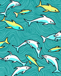 Aqua Ocean Dolphin School Rug