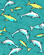 Aqua Ocean Dolphin School Rug