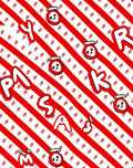 Red and White Diagonal Stripe Jam Jar Rug