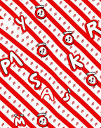 Red and White Diagonal Stripe Jam Jar Rug