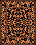 Orange Floral Medallion Black Rug