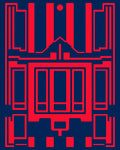 Bold Red Geometric Circuit Board Rug