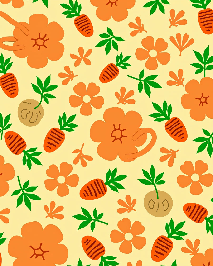 Orange Carrot Floral Meadow Rug