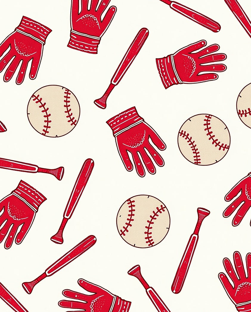 Red Baseball Bat and Glove Scatter Rug