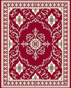 Crimson Cream Vintage Scroll Medallion Rug