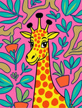 Pink Giraffe Jungle Leaf Garden Rug