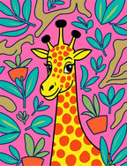 Pink Giraffe Jungle Leaf Garden Rug