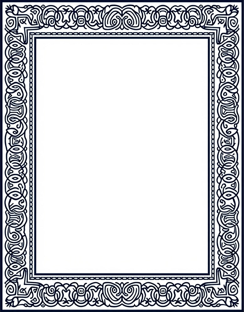Dark Blue Intricate Celtic Knot Border Rug