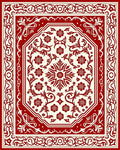 Ornate Crimson Botanical Medallion Rug