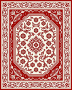 Ornate Crimson Botanical Medallion Rug