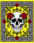 Bold Red Rose Skull Yellow Floral Rug