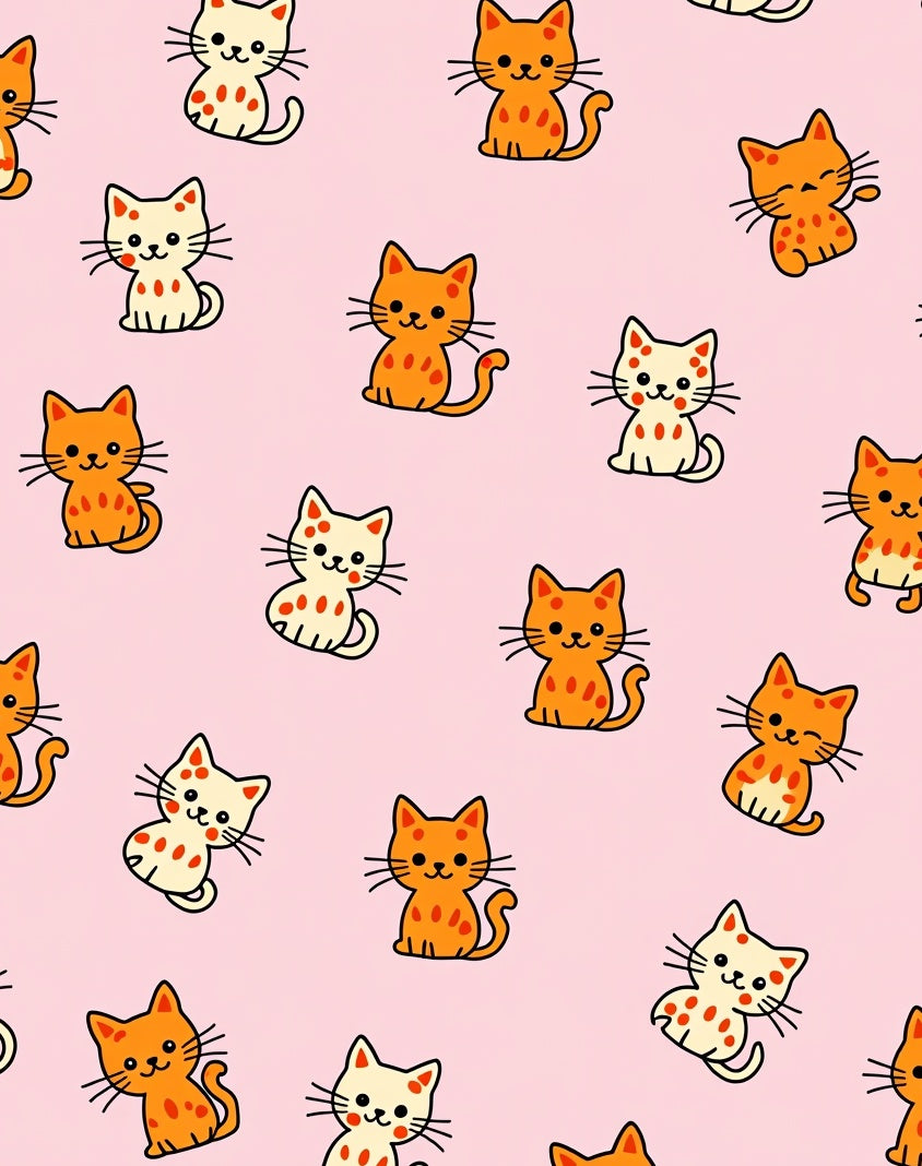 Whimsical Orange and Cream Kittens Rug