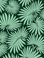 Art Nouveau Palm Leaf Emerald Green Rug