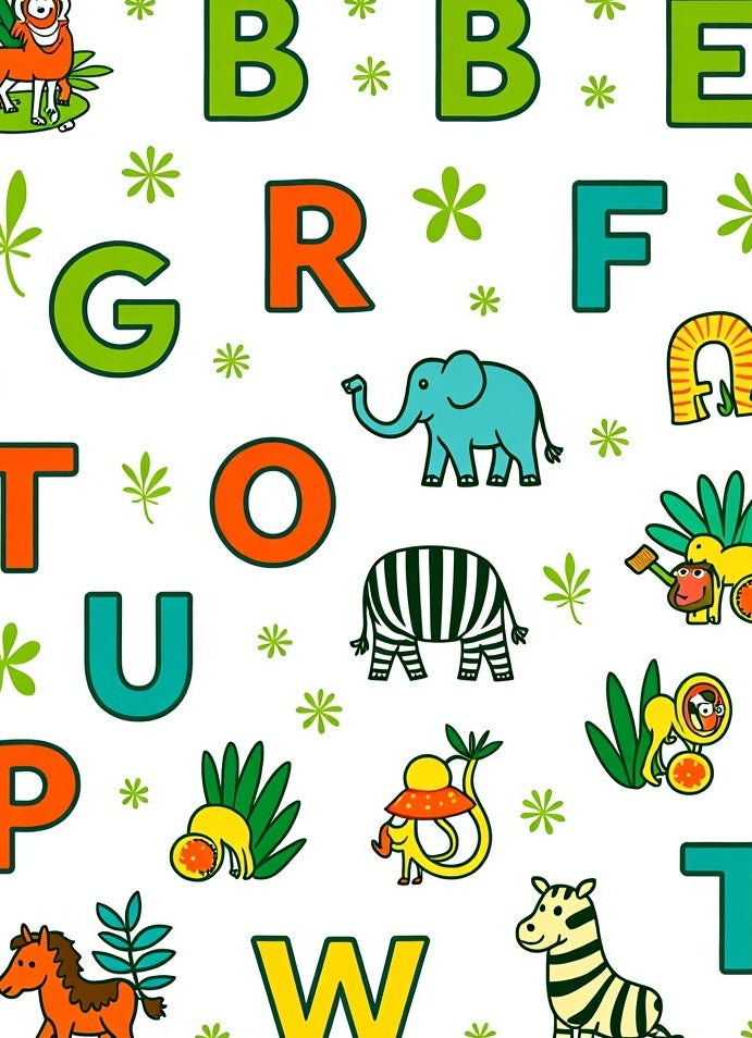 Playful Jungle Alphabet Safari Animals Rug