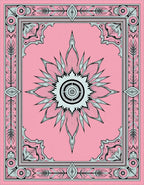 Pink Sunburst Mandala Floral Rug