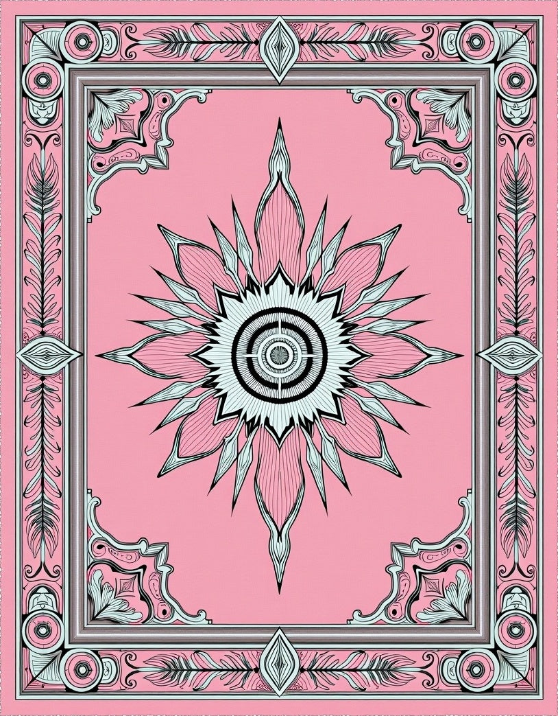 Pink Sunburst Mandala Floral Rug