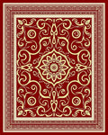 Rich Crimson Golden Scroll Medallion Rug