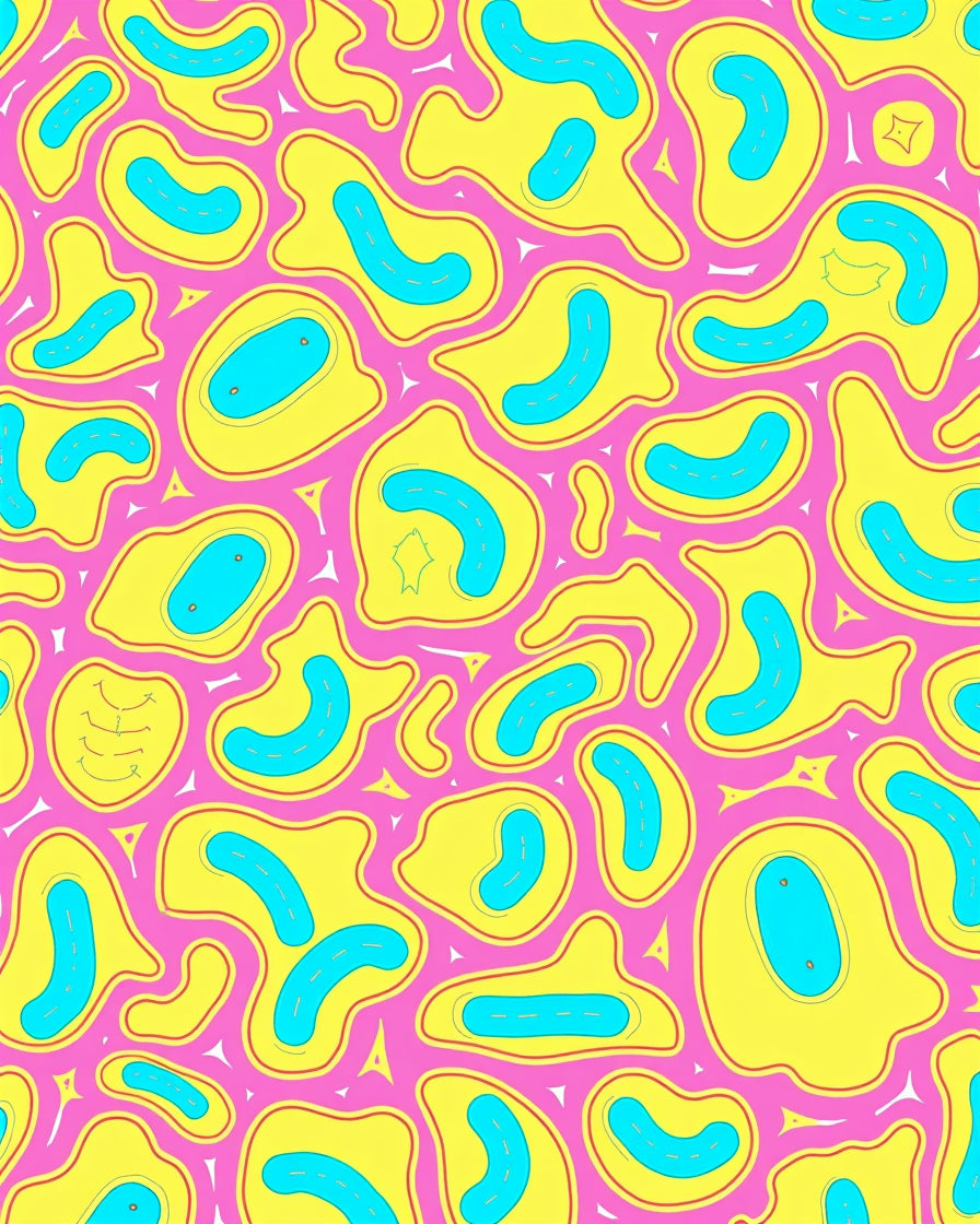 Whimsical Pink Abstract Blob Meadow Rug