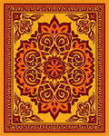 Ornate Red and Gold Floral Rug