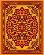 Ornate Red and Gold Floral Rug