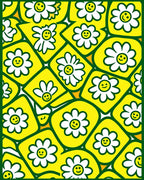 Happy Yellow Daisy Mosaic Rug