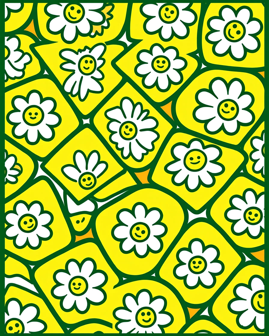 Happy Yellow Daisy Mosaic Rug