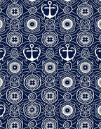White Anchor Nautical Medallion Rug