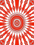 Vibrant Red Sunburst Kaleidoscope Rug