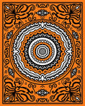 Vibrant Orange Black Mandala Medallion Rug