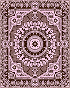 Soft Pink Ornamental Sunburst Mandala Rug