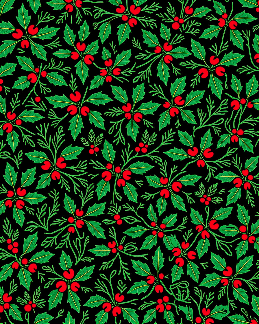 Winter Holly and Berry Arrangement Rug