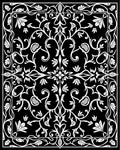 White Floral Arabesque Black Rug