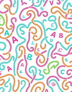Colorful Braided Alphabet Swirls Rug