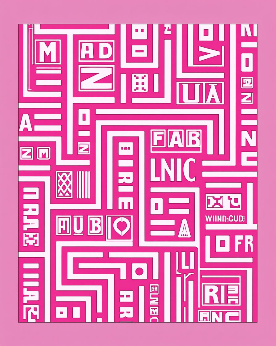 Hot Pink Bold Typography Maze Rug