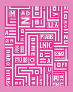 Hot Pink Bold Typography Maze Rug