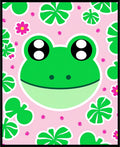 Playful Pink Frog Lily Pad Garden Rug