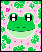 Playful Pink Frog Lily Pad Garden Rug