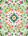 Mint Green Floral Starburst Mandala Rug