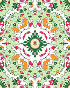 Mint Green Floral Starburst Mandala Rug