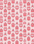 Coral Pink Cartoon Characters Repeat Rug