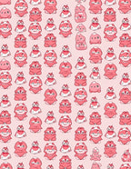 Coral Pink Cartoon Characters Repeat Rug