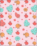 Playful Pink Cartoon Critter Meadow Rug