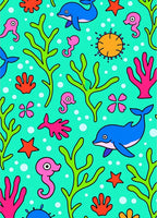 Aqua Sea Life Dolphin Seahorse Starfish Rug