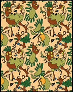 Whimsical Brown Giraffe Tropical Foliage Rug