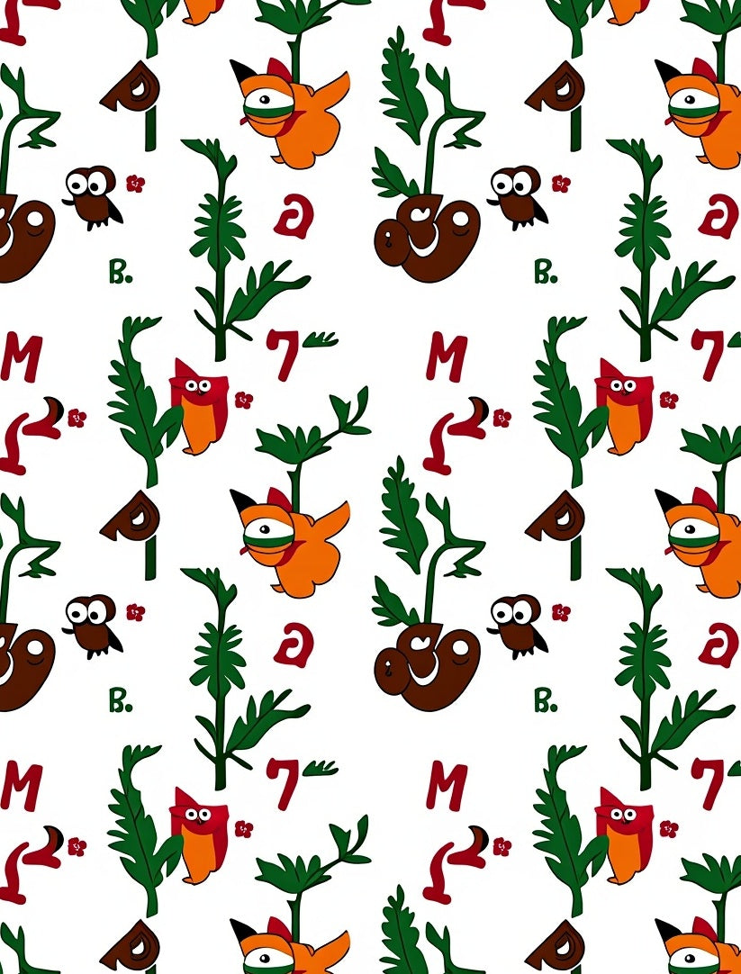 Whimsical Owl And Plant Comical Characters Rug