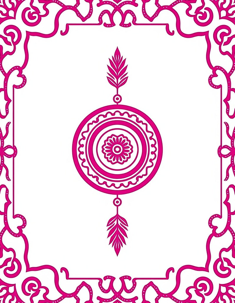 Ornate Pink Medallion Feather Rug