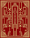Deep Red Golden Geometric Frame Rug