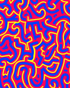 Vivid Blue Yellow Swirl Abstraction Rug