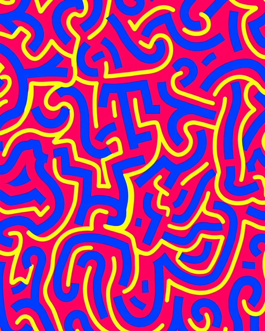 Vivid Blue Yellow Swirl Abstraction Rug